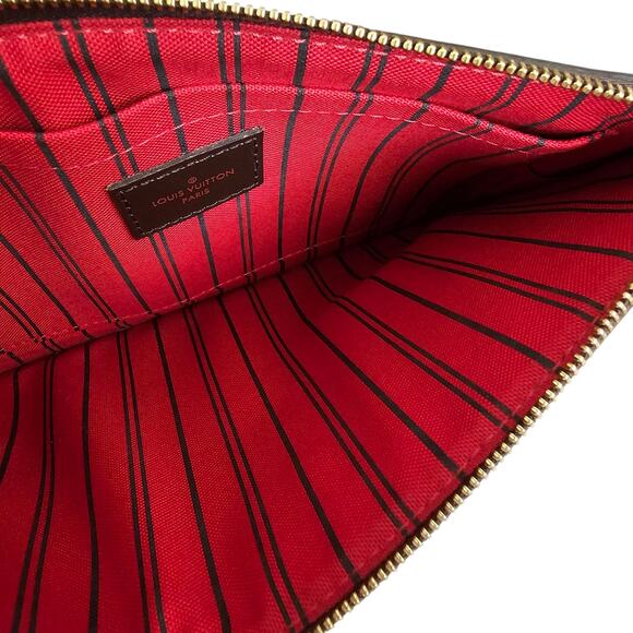 Louis Vuitton Damier Ebene Neverfull MM GM Pouch Wristlet Brown Canvas Leather - Picture 6 of 10